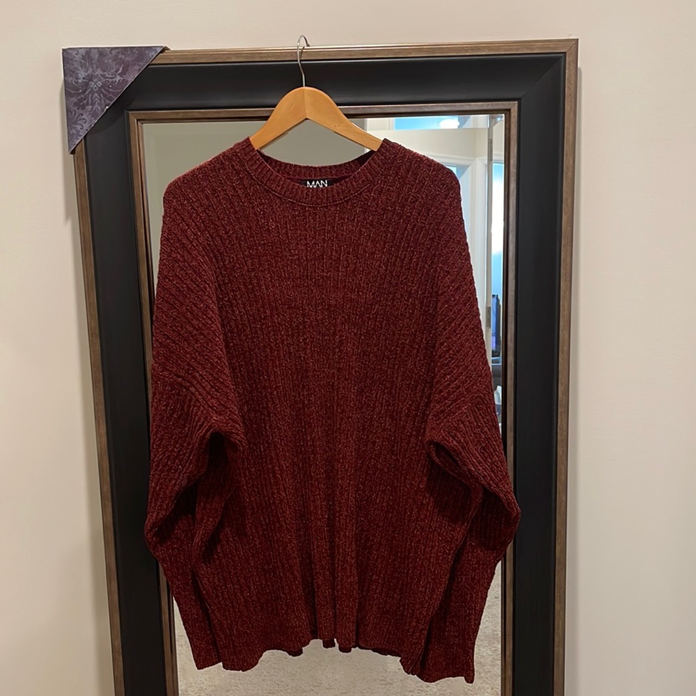 Boohoo Oversized Ribbed Cherille Crew Neck Jumper/Men XL